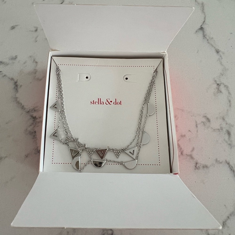 Stella & Dot Pavè Chevron 3-in-1 Necklace - Silver